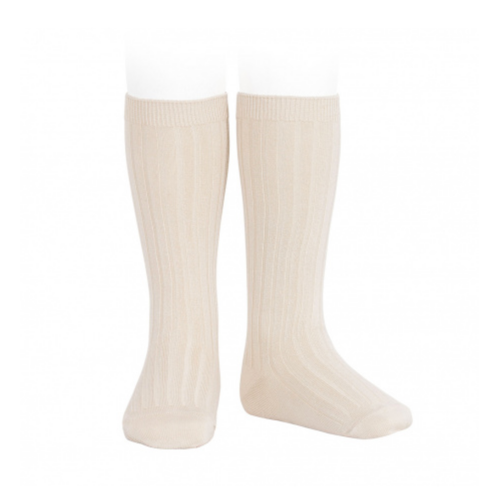 Ribbed, Knee-High Socks LINEN