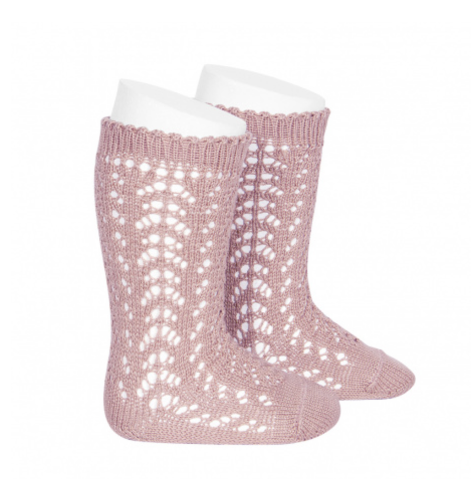 Openwork Knee-High Socks PALE PINK