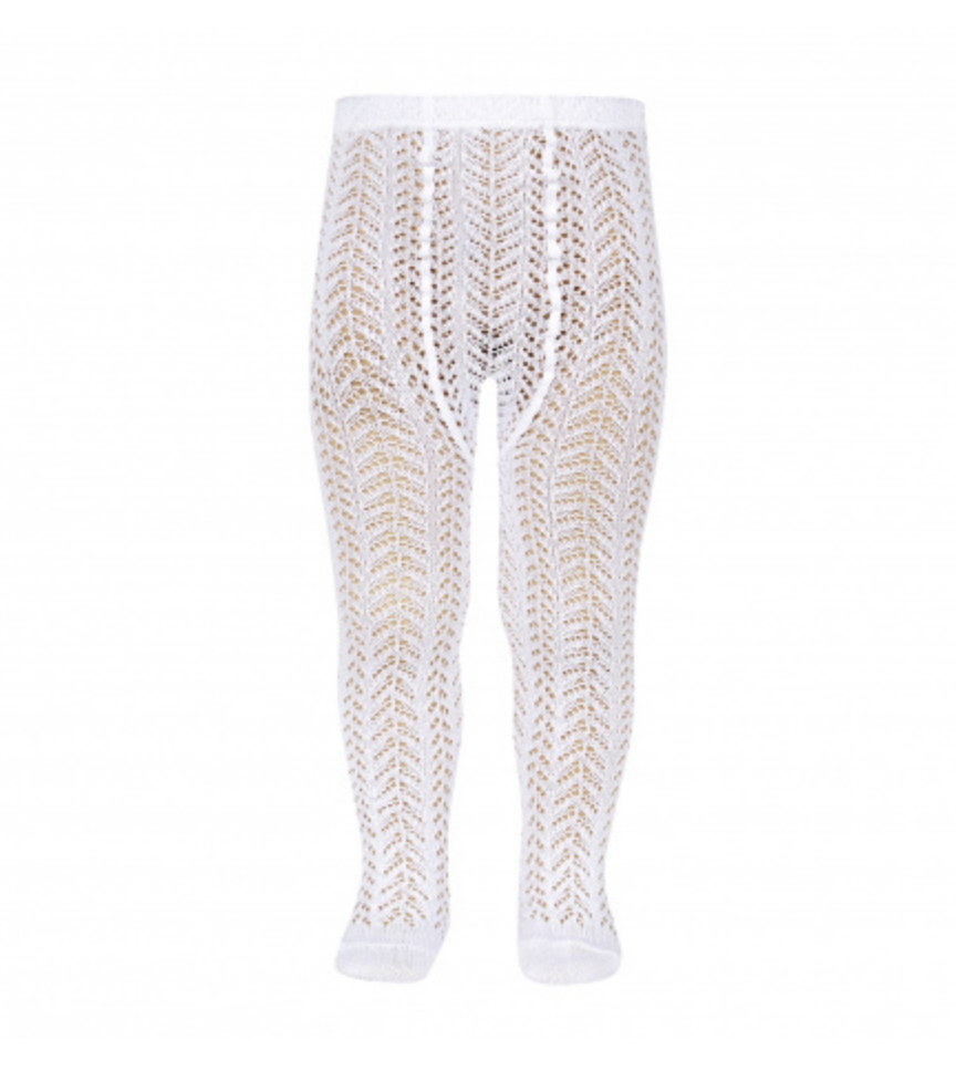 Openwork Crochet Tights White