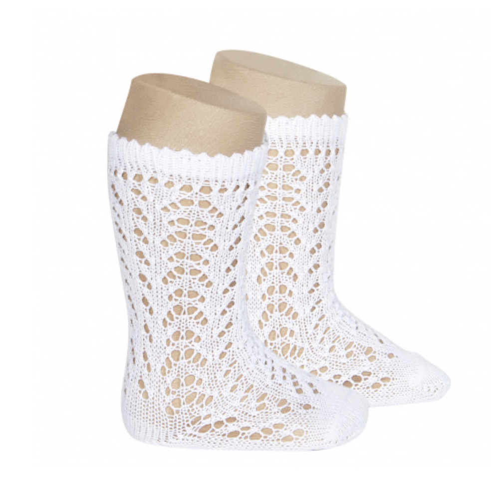 Openwork Knee-High Socks White