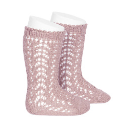 Openwork Knee- high socks 526 Rose