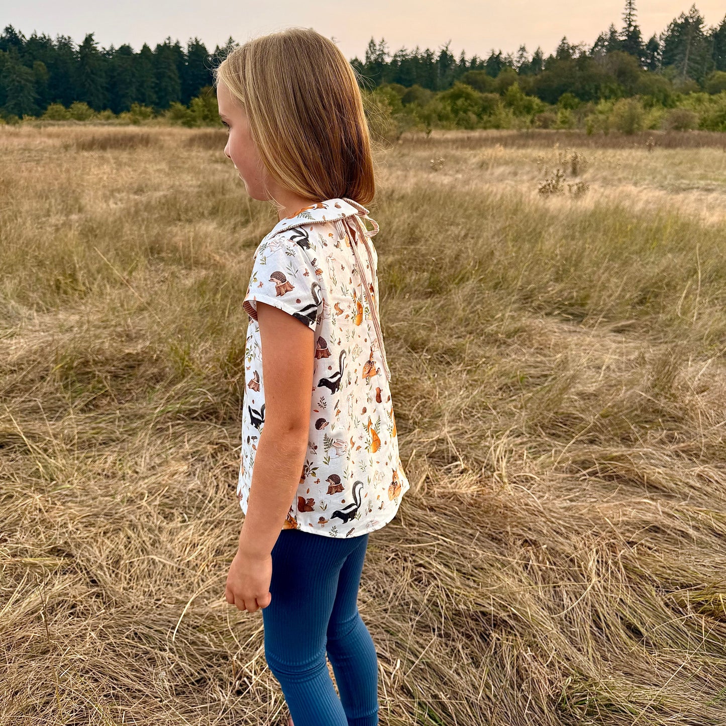 Amber Blouse in Designer Woodland or Deer Print | Echoes of Autumn | MTO