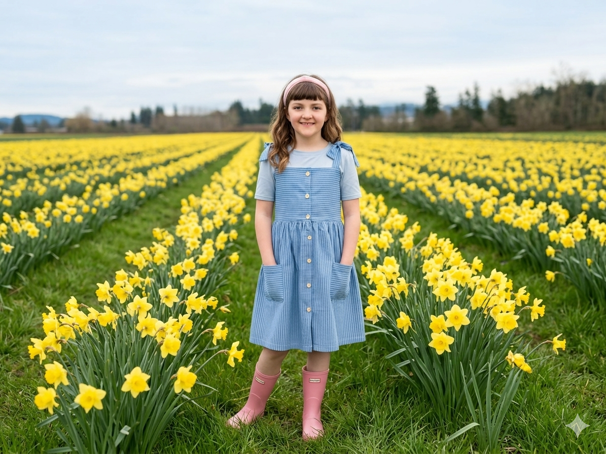 Olivia, Med Blue Adjustable Tencel Denim Dress| Spring Bloom