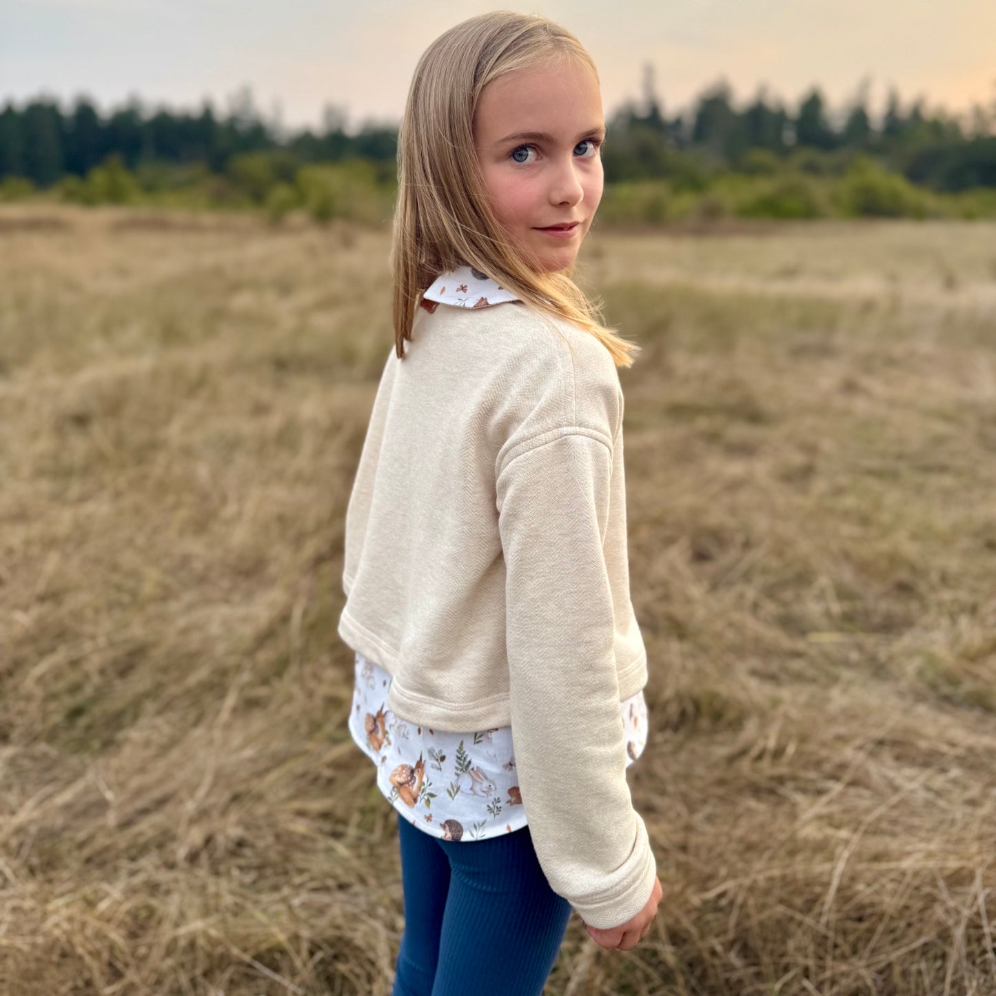 Amber Blouse in Designer Woodland or Deer Print | Echoes of Autumn | MTO