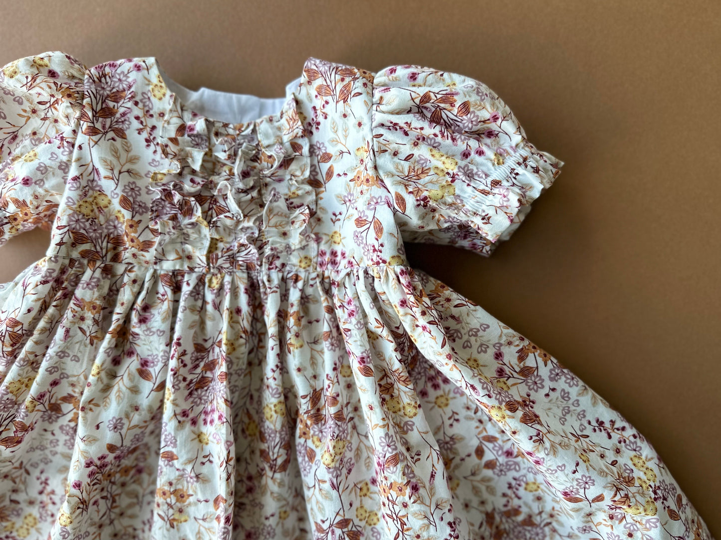 Pipa Dress, In Wheat Cotton Ditsy Floral (Made to Order)