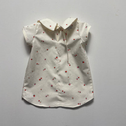 Amber Blouse, in Chalk White Strawberry Print | MTO