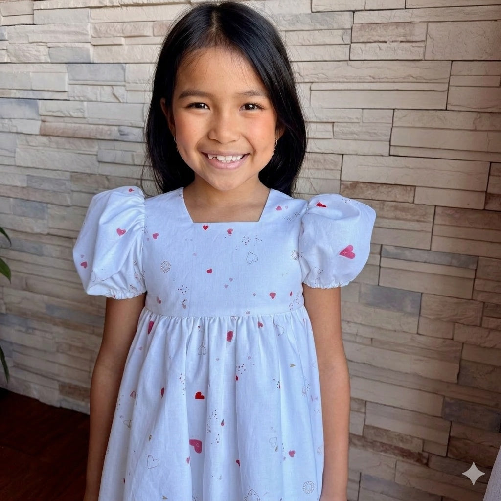 Cordelia White Cotton Heart Dress| RTS