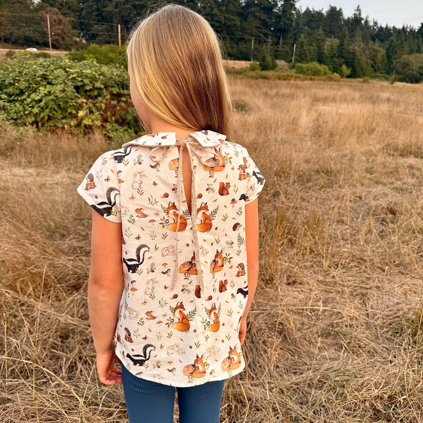 Amber Blouse in Designer Woodland or Deer Print | Echoes of Autumn | MTO