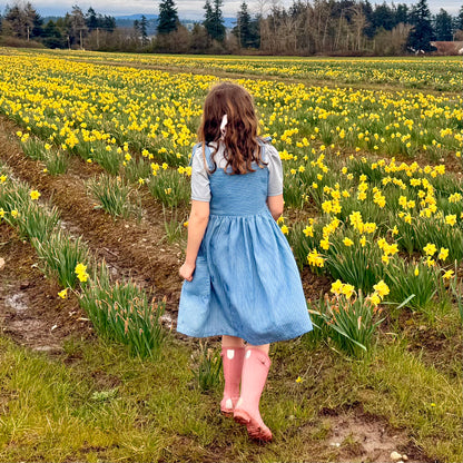 Olivia, Med Blue Adjustable Tencel Denim Dress| Spring Bloom