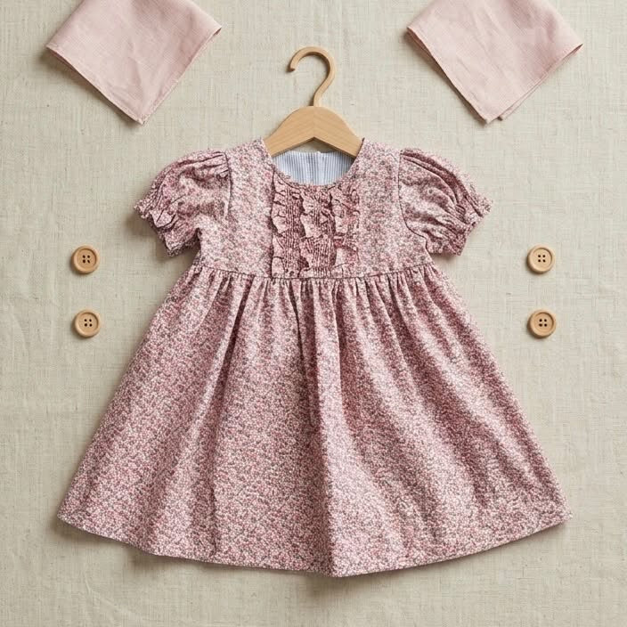 Pipa Dress , In Rose Cotton Ditzy Floral| RTS