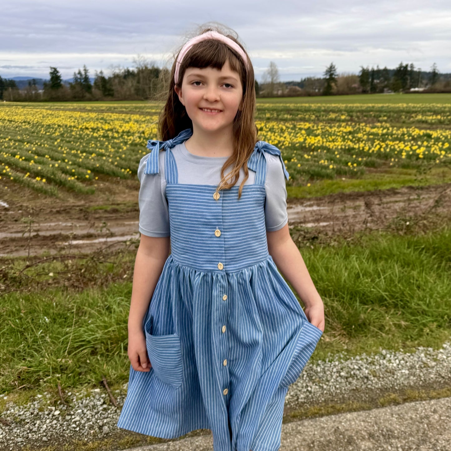 Olivia, Med Blue Adjustable Tencel Denim Dress| Spring Bloom
