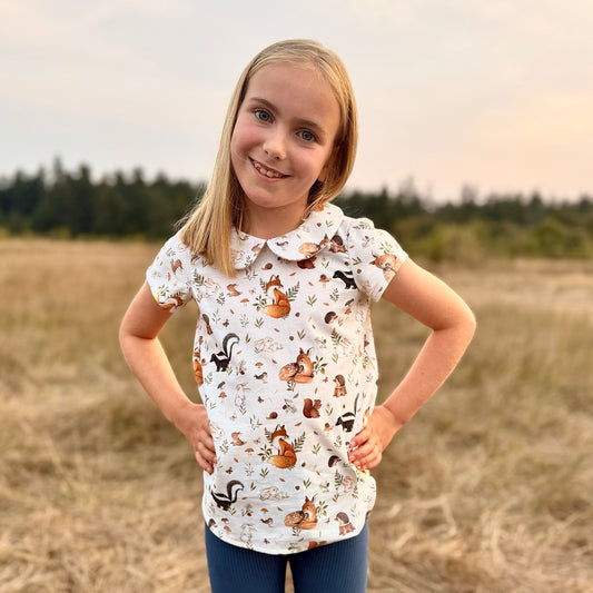 Amber Blouse in Designer Woodland or Deer Print | Echoes of Autumn | MTO