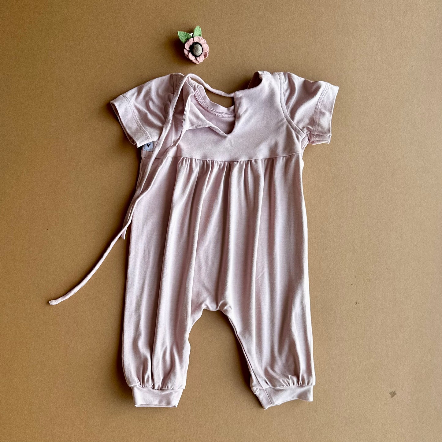 Baby Romper in Blush Bamboo Jersey (made to order)