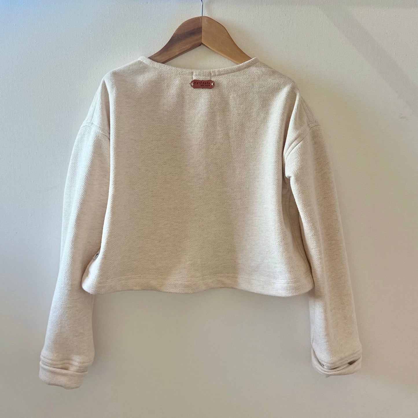 100% Cotton Fleece Herringbone Cardigan in Natural, Rose, or Hunter Green | Echoes of Autumn | MTO