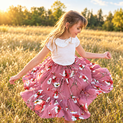 Amy Skirt in Soft Rosewood floral | MTO