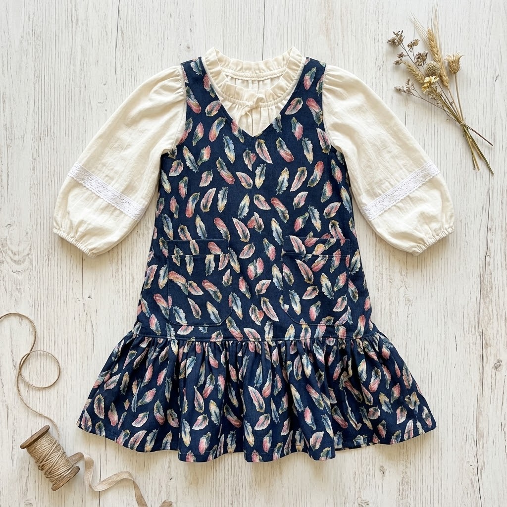 Eros Denim Feather Overall Dress| MTO