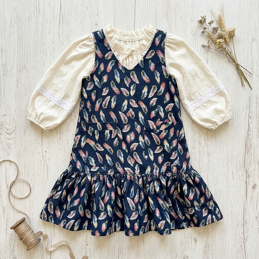 Eros Denim Feather Overall Dress| MTO