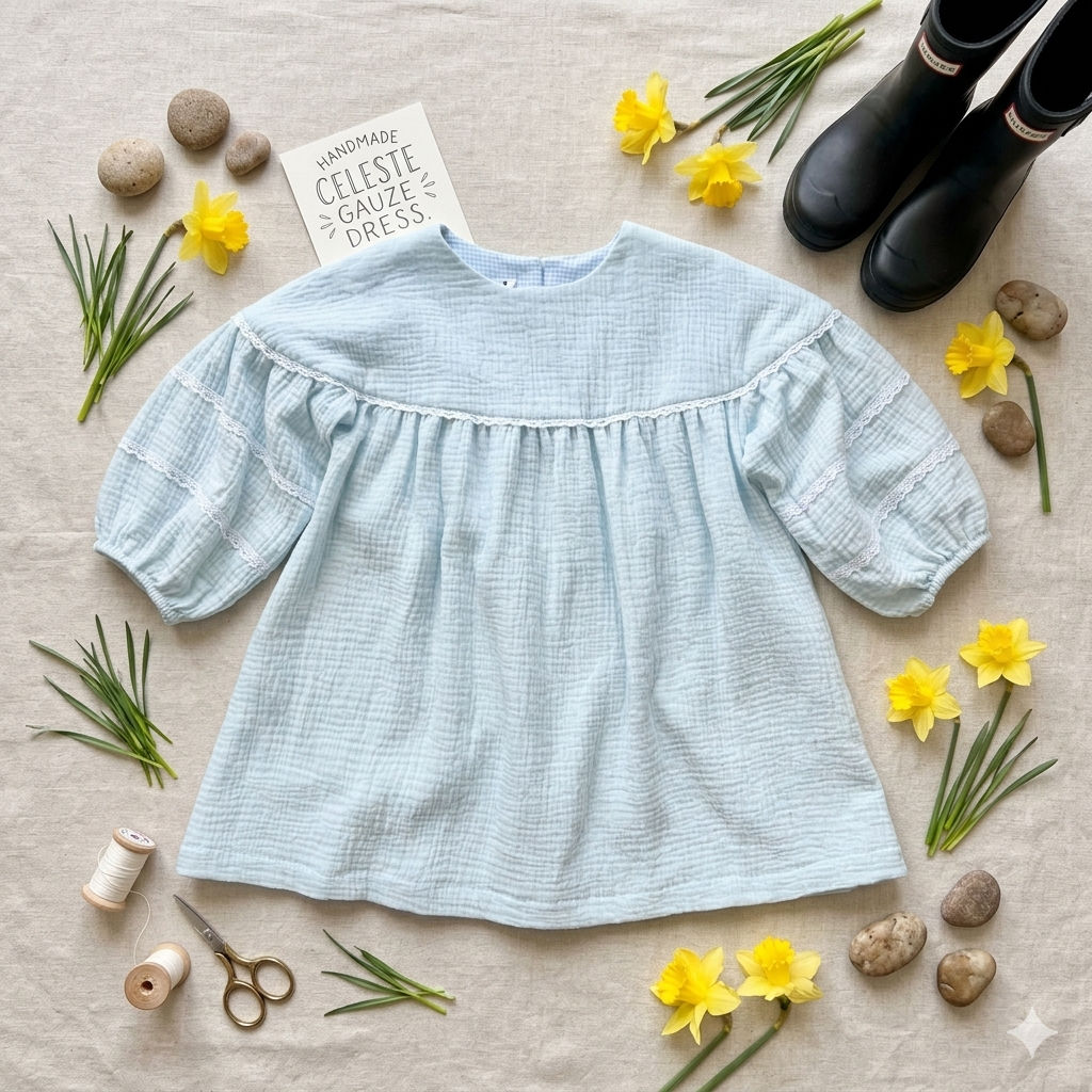 Celeste Bishop Cotton Gauze Dress| Spring Bloom