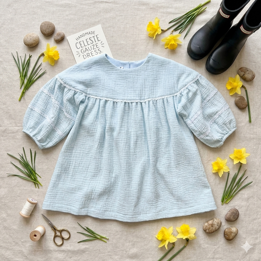 Celeste Bishop Cotton Gauze Dress| Spring Bloom