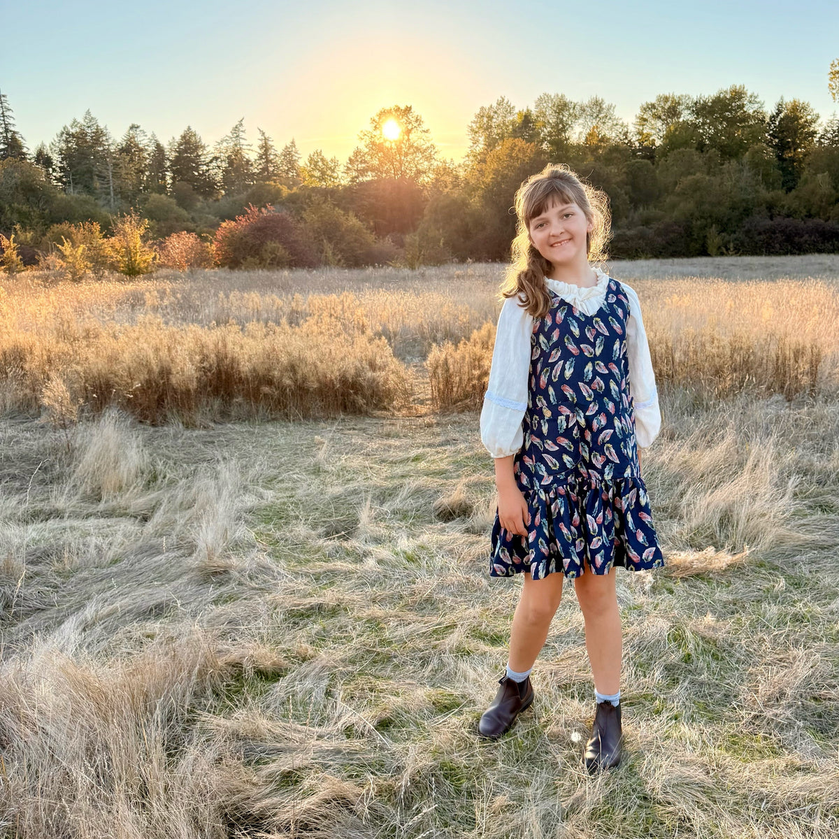 Eros Denim Feather Overall Dress| MTO