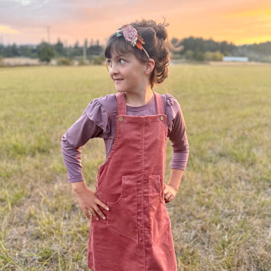 Corduroy Overall Dress in Rosewood | Echoes of Autumn | MTO