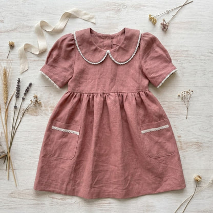 Mia Linen Dress in Rosewood| MTO