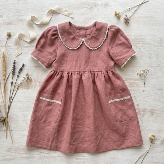 Mia Linen Dress in Rosewood| MTO