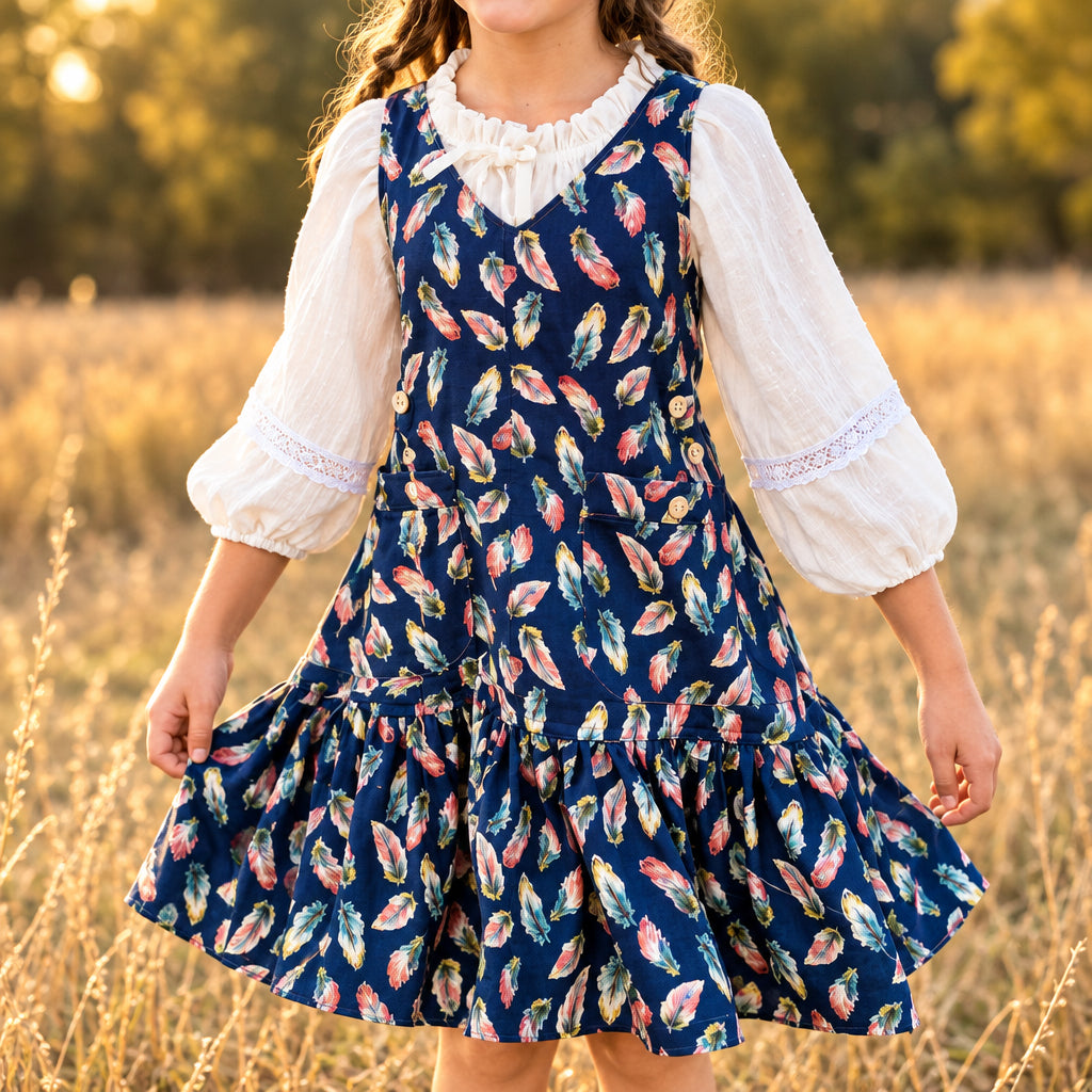 Eros Denim Feather Overall Dress| MTO