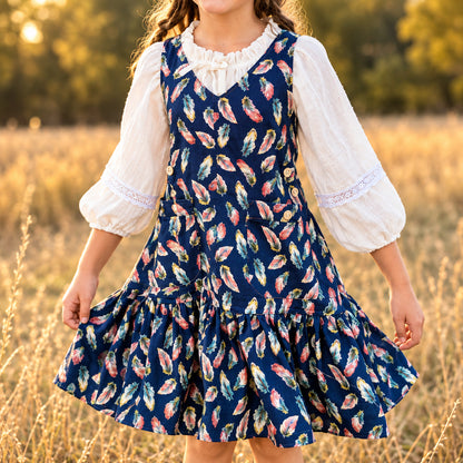 Eros Denim Feather Overall Dress| MTO