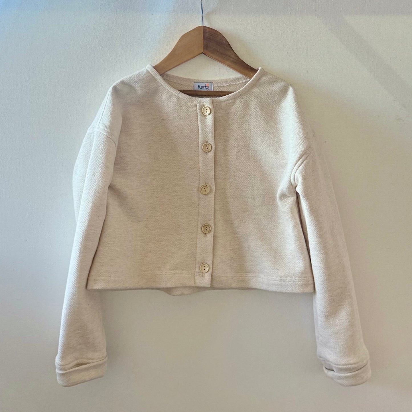 100% Cotton Fleece Herringbone Cardigan in Natural, Rose, or Hunter Green | Echoes of Autumn | MTO
