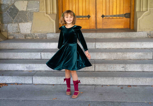 Isla Dress, in Lux Green Velvet | MTO