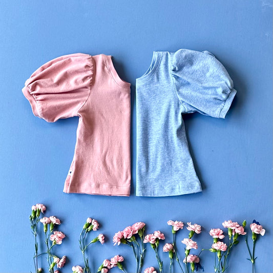 Essential Spring Bloom Puff Sleeved Tee, Organic Cotton Jersey