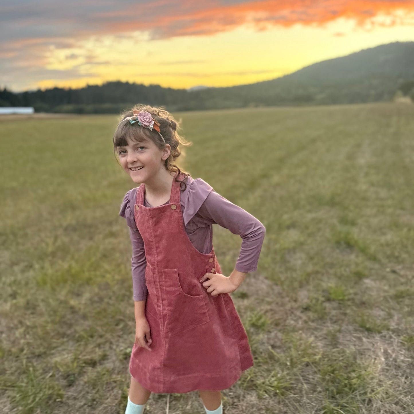 Corduroy Overall Dress in Rosewood | Echoes of Autumn | MTO