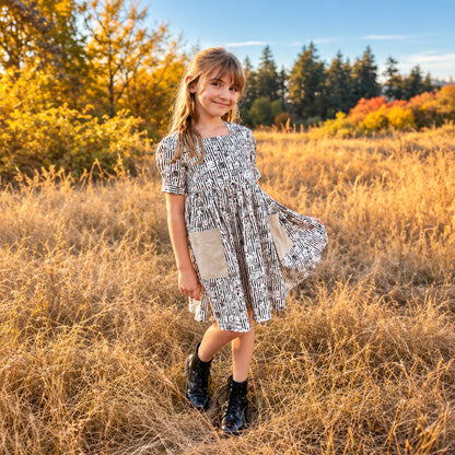 Leona Pocket dress in vintage panda cotton | MTO