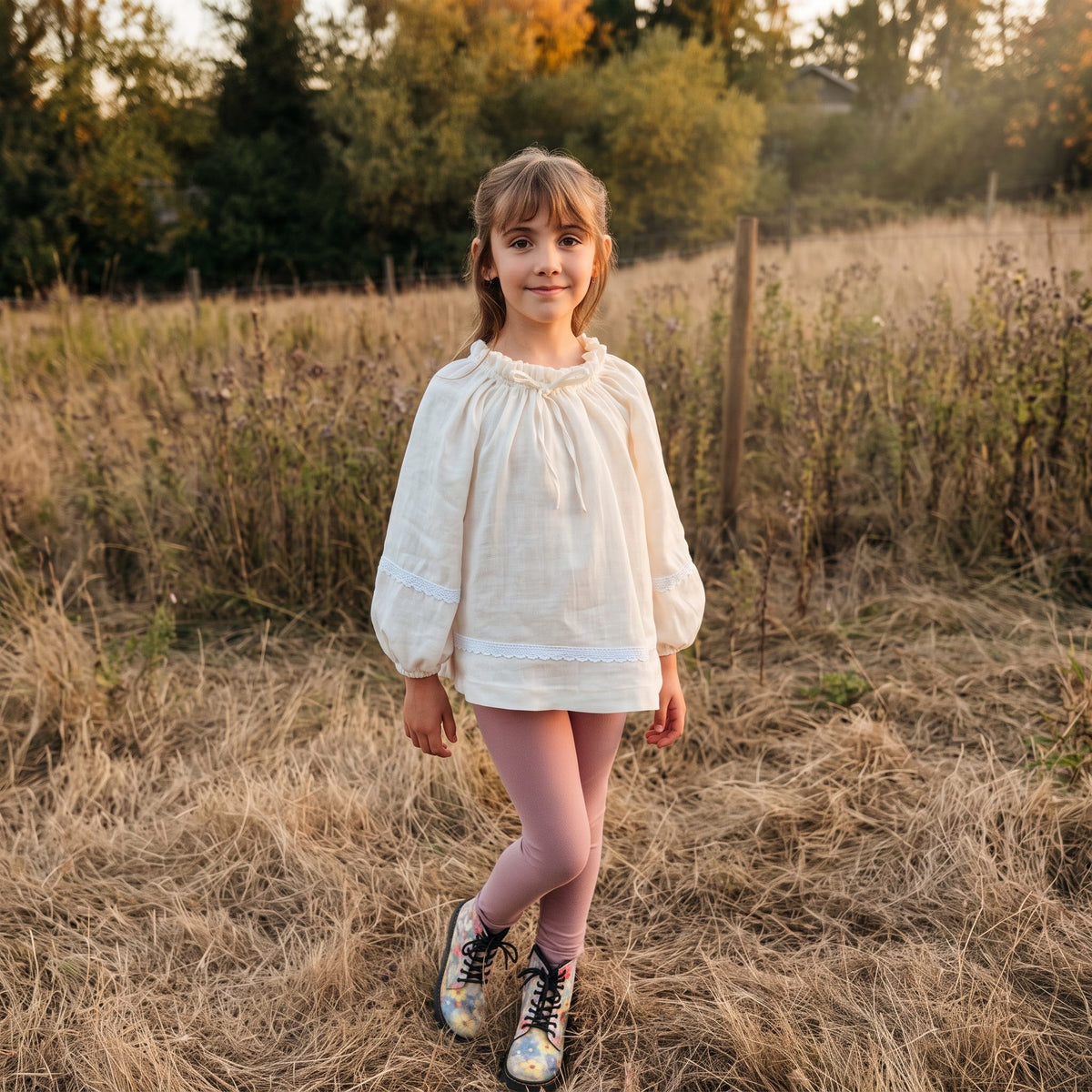 Harmony Blouse Ivory in Organic Cotton Gauze| MTO