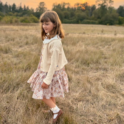 100% Cotton Fleece Herringbone Cardigan in Natural, Rose, or Hunter Green | Echoes of Autumn | MTO