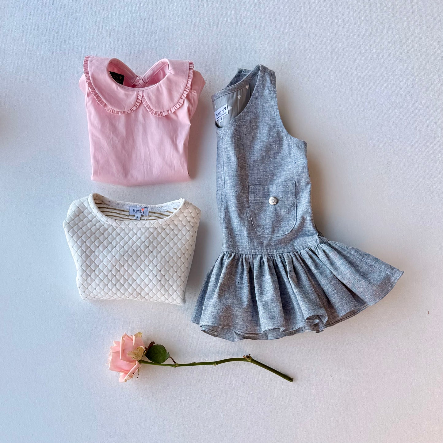 Eros Ruffle Overall Dress in Yarn Dyed Hemp + Organic Cotton Chambray | RTS