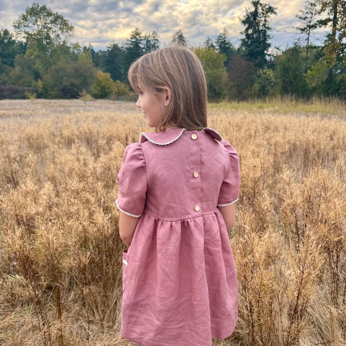 Mia Linen Dress in Rosewood| MTO