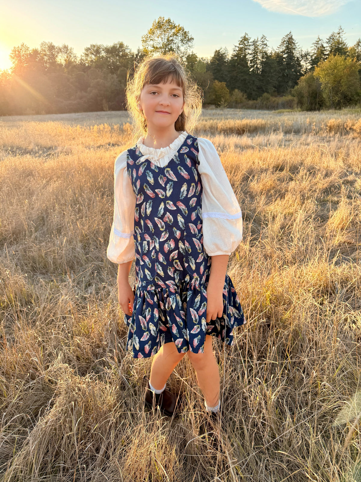 Eros Denim Feather Overall Dress| MTO