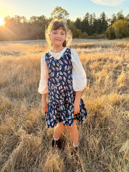 Eros Denim Feather Overall Dress| MTO