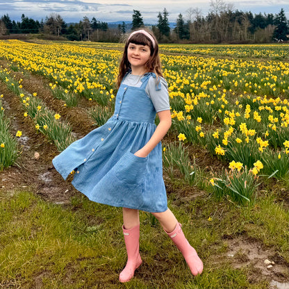 Olivia, Med Blue Adjustable Tencel Denim Dress| Spring Bloom
