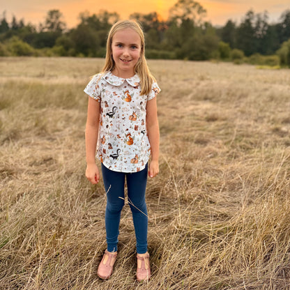 Amber Blouse in Designer Woodland or Deer Print | Echoes of Autumn | MTO