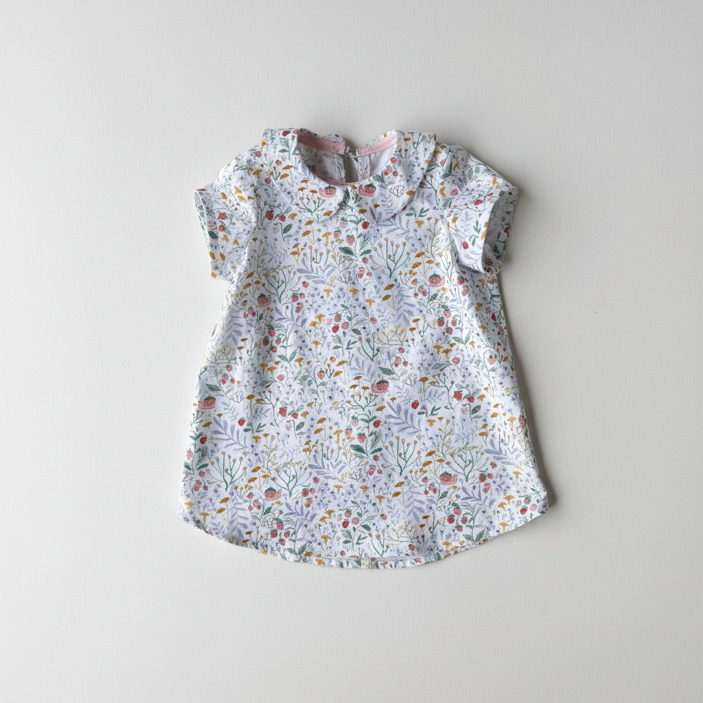 woodland and floral print spring blouse or aline baby dress