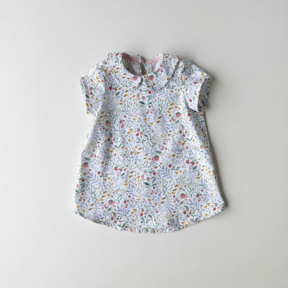 woodland and floral print spring blouse or aline baby dress