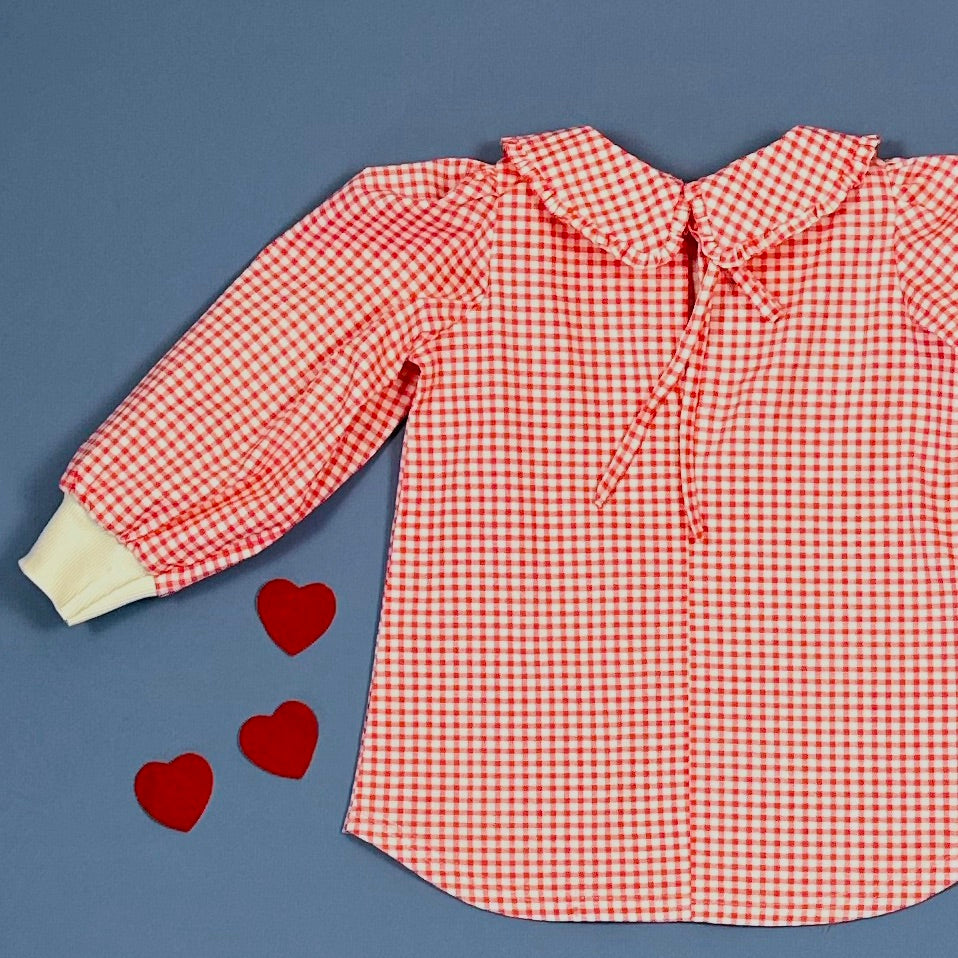 Amber Blouse in Long Sleeved Strawberry-Jam Check