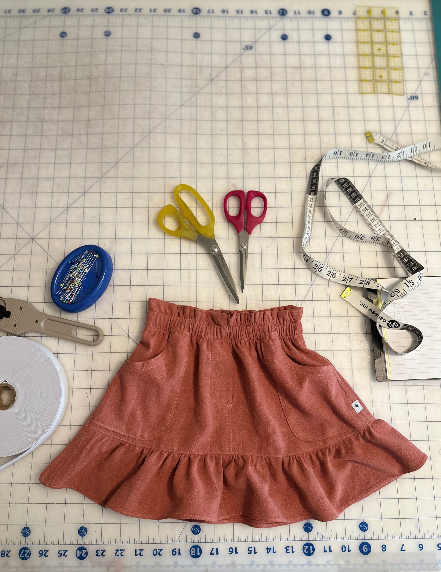 Jojo ruffle skirt in Terra Cotta Soft Linen (made to order)