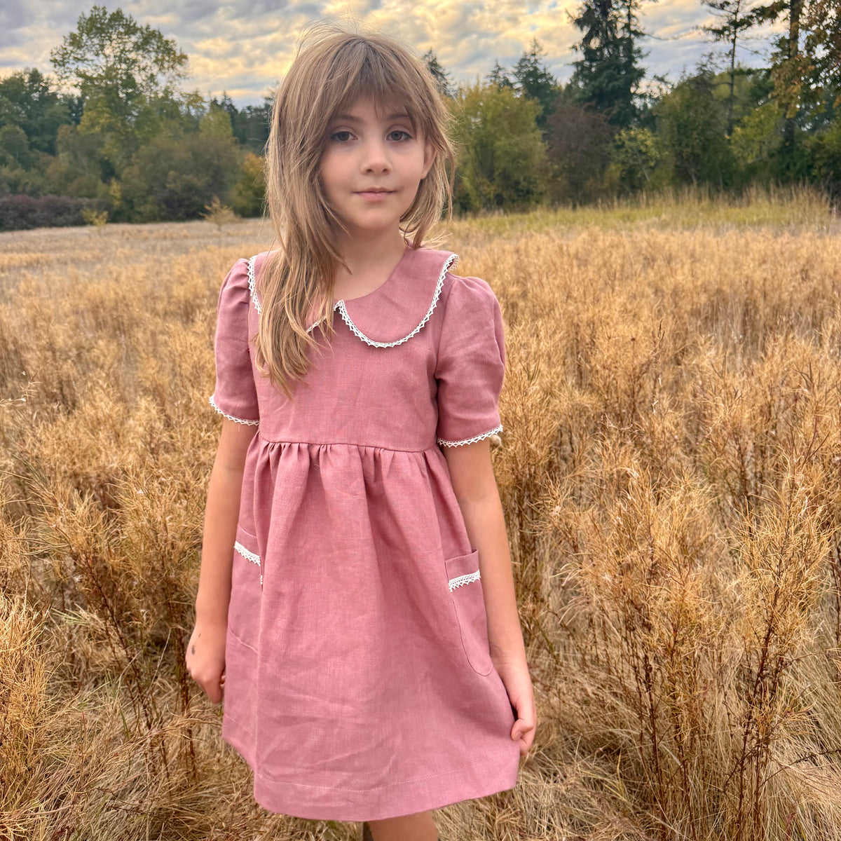 Mia Linen Dress in Rosewood| MTO