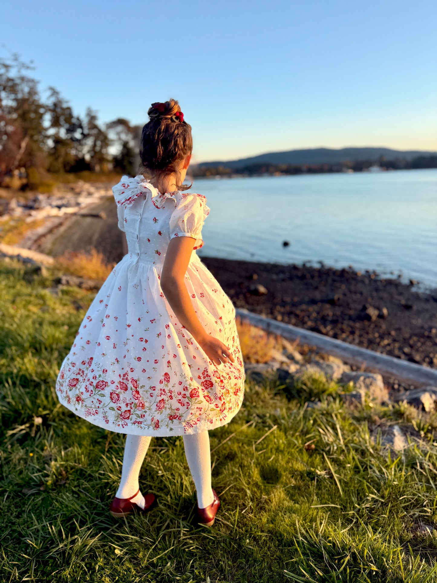 Lily Dress in Swiss Border Print Red and Pink Floral | A Winter's Tale | MTO