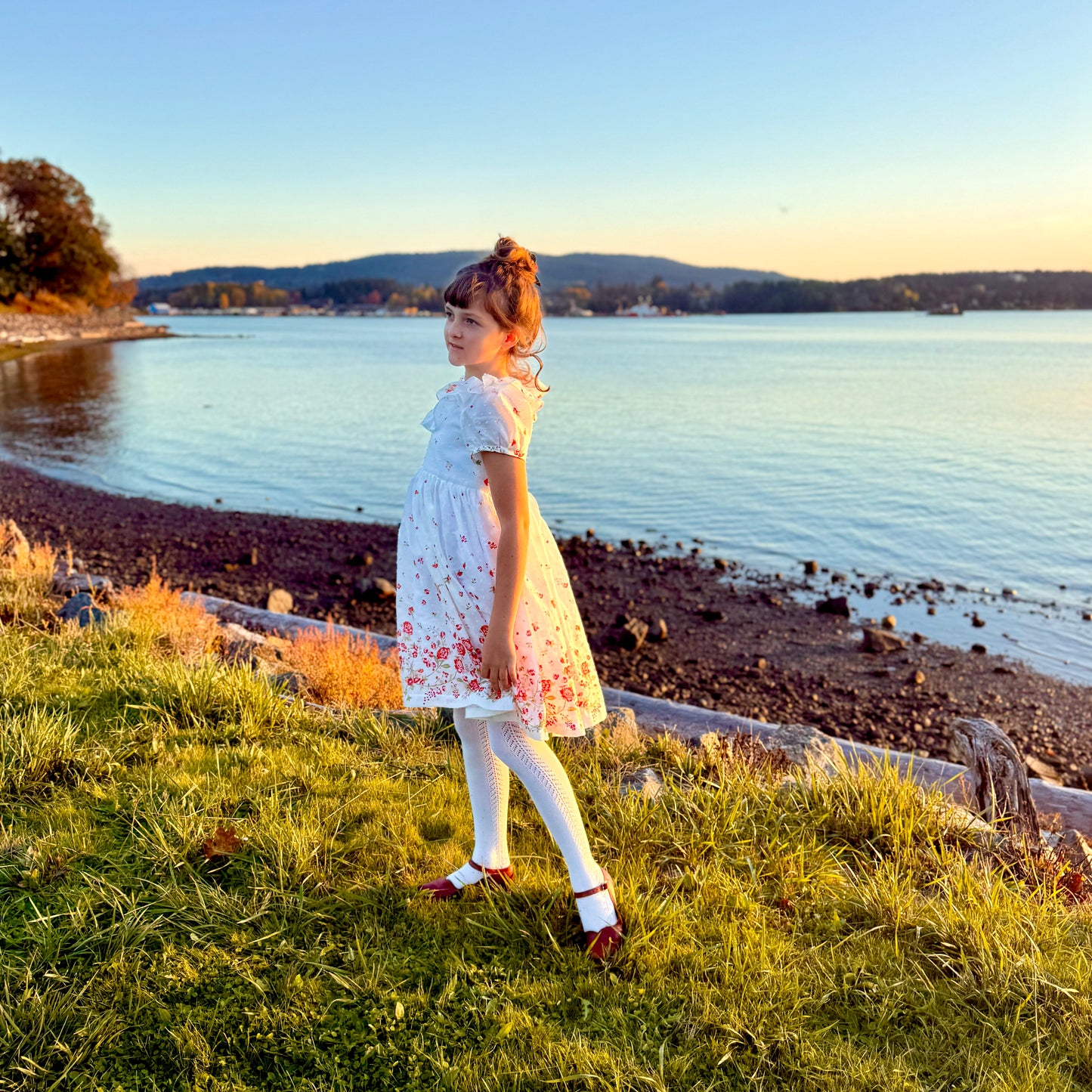 Lily Dress in Swiss Border Print Red and Pink Floral | A Winter's Tale | MTO