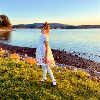 Lily Dress in Swiss Border Print Red and Pink Floral | A Winter's Tale | MTO